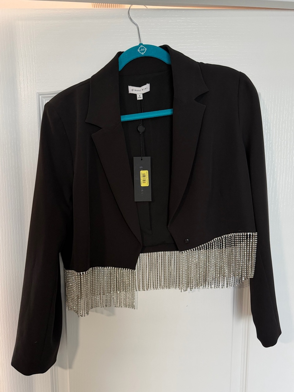 🖤🪩 Gianni Bini Rhinestone Fringe Cropped Blazer 🪩🖤